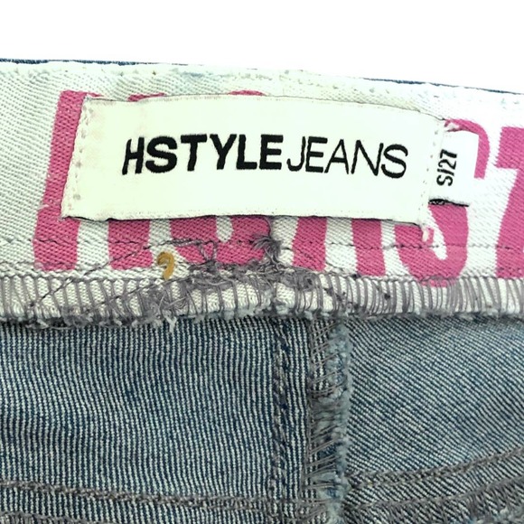 HSTYLE Skinny Jeans Pull-On Front Seaming Stretchy Blue - Picture 3 of 5